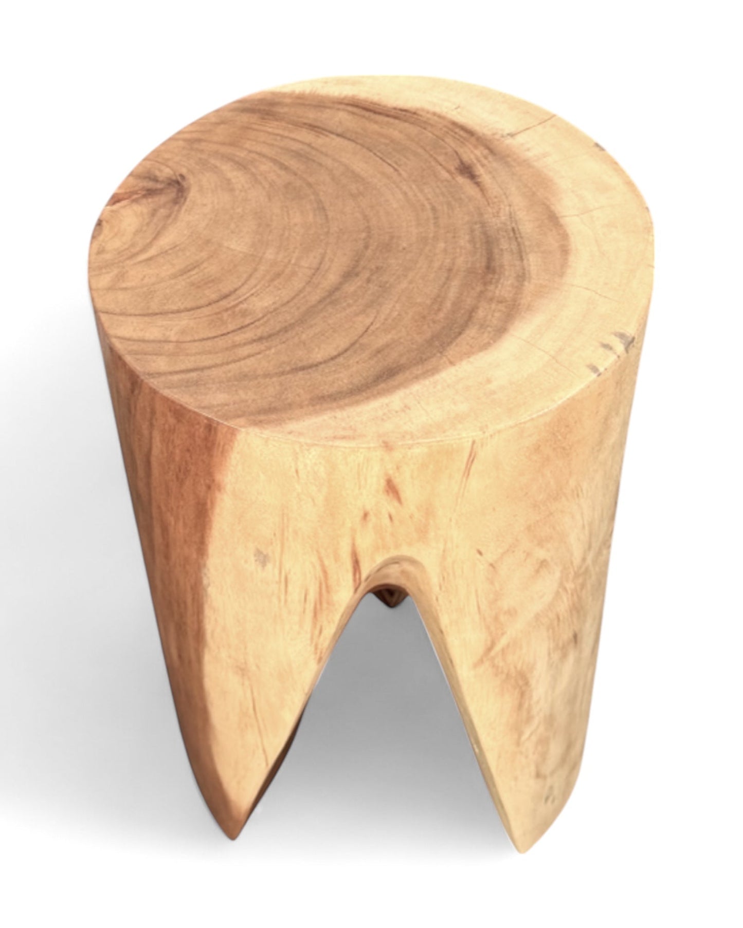 Holzhocker - Beistelltisch Blumenhocker Ablagetisch - Unikat Handgefertigt - Rund stehend aus massivem Suarholz - 45x30x30 cm