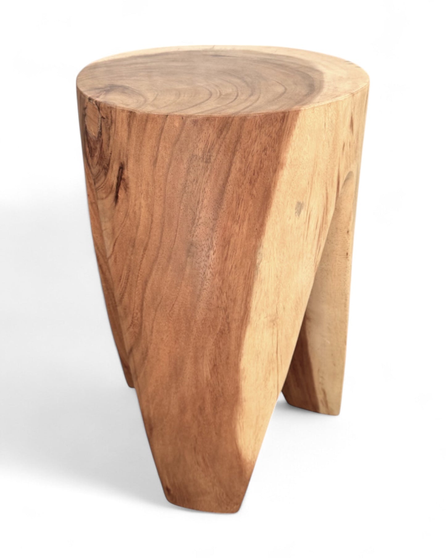 Holzhocker - Beistelltisch Blumenhocker Ablagetisch - Unikat Handgefertigt - Rund stehend aus massivem Suarholz - 45x30x30 cm
