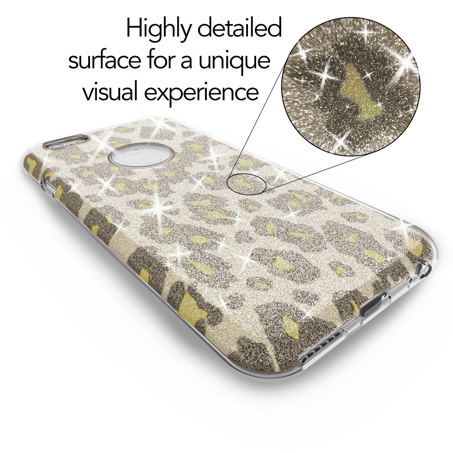 NALIA für IPHONE 6 / 6S Hülle TPU Silikon Cover Case Sparkle Leopard - Silber Grün