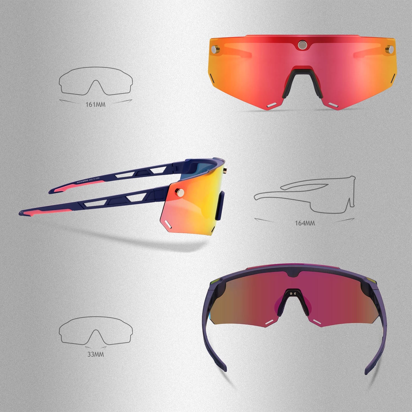 Polarized cycling glasses with magnetic closure, for men/women