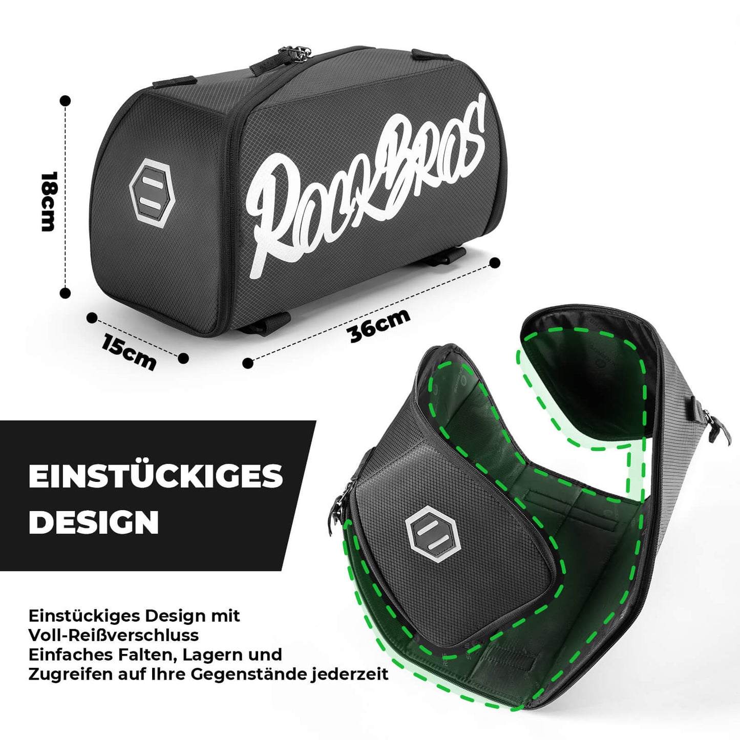 Foldable one-piece pannier bag for the luggage rack