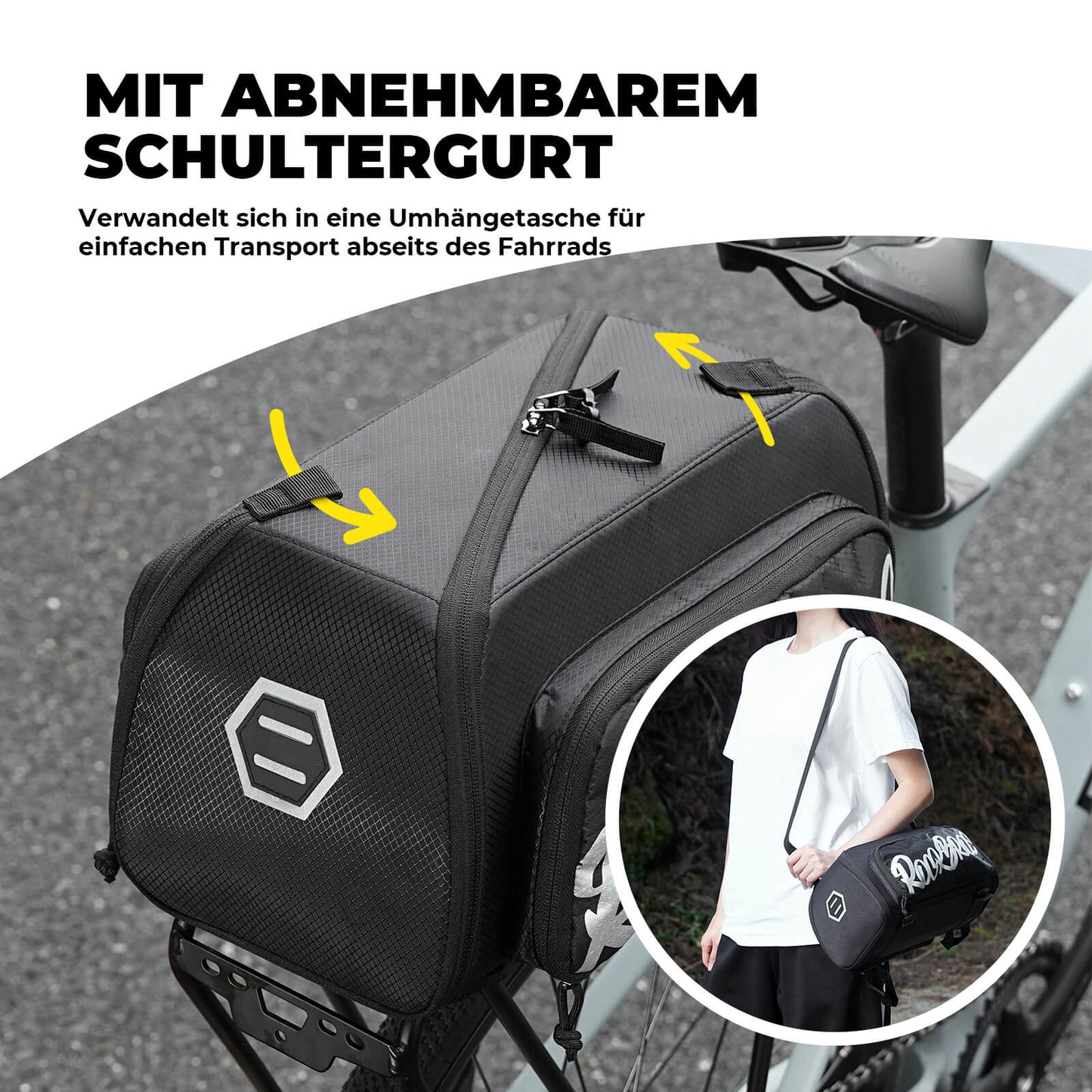 Foldable one-piece pannier bag for the luggage rack