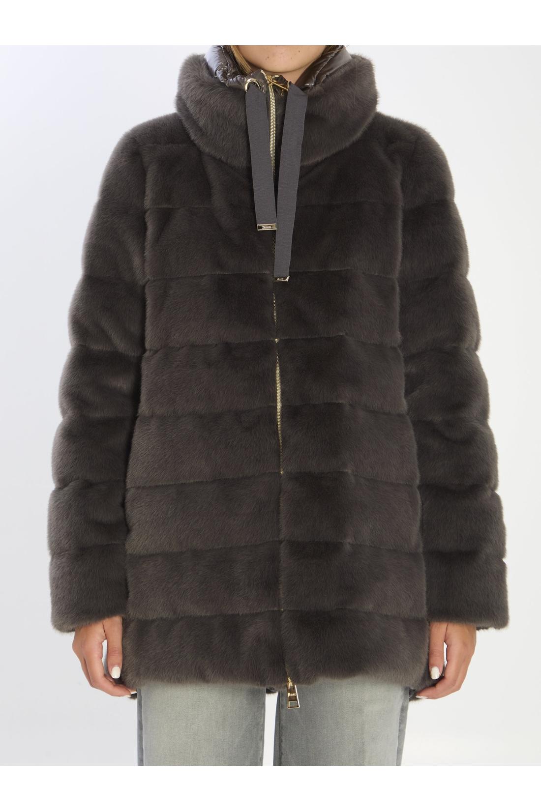 Faux fur down jacket