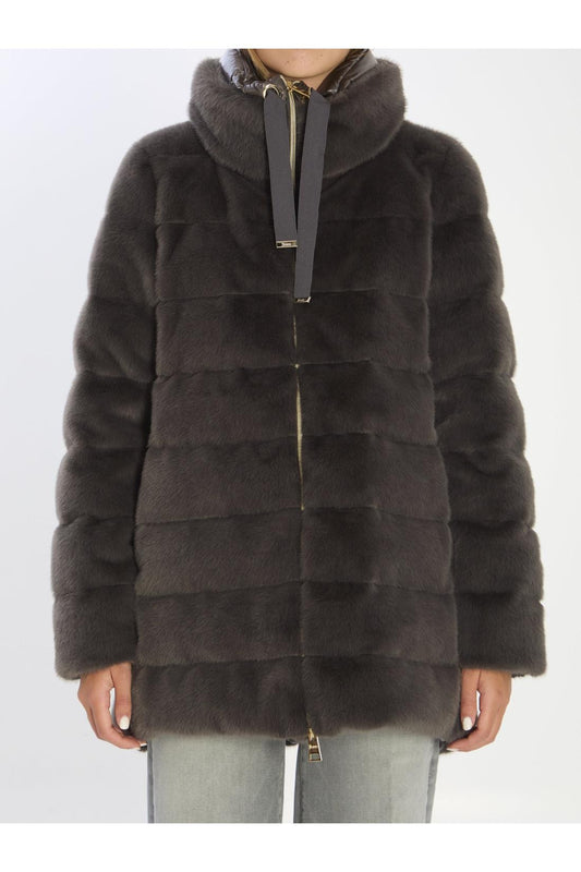 Faux fur down jacket
