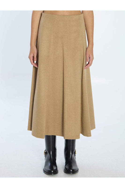 Flared skirt in camel