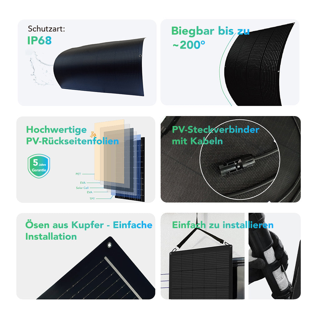 Ultra Lightweight Flexible Solar Panels 200 Wp x 4 