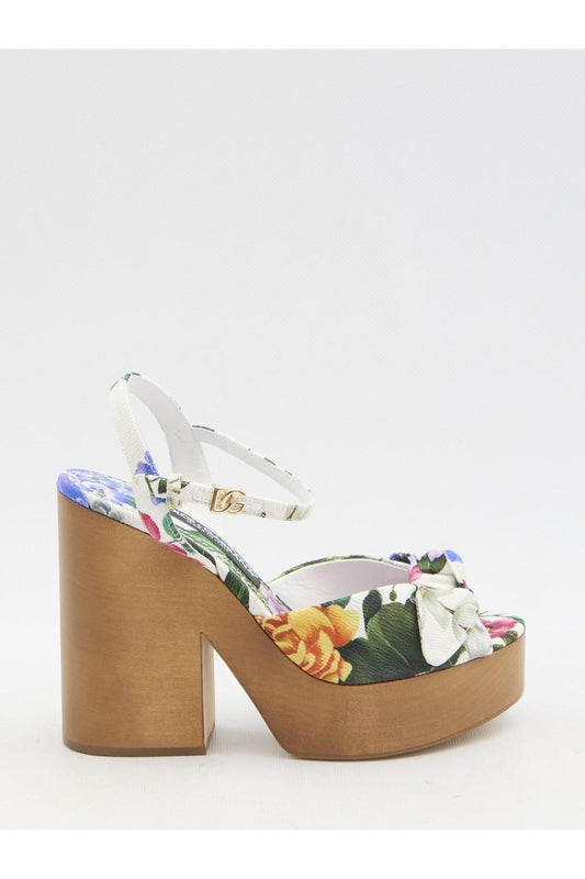 Floral platform sandals
