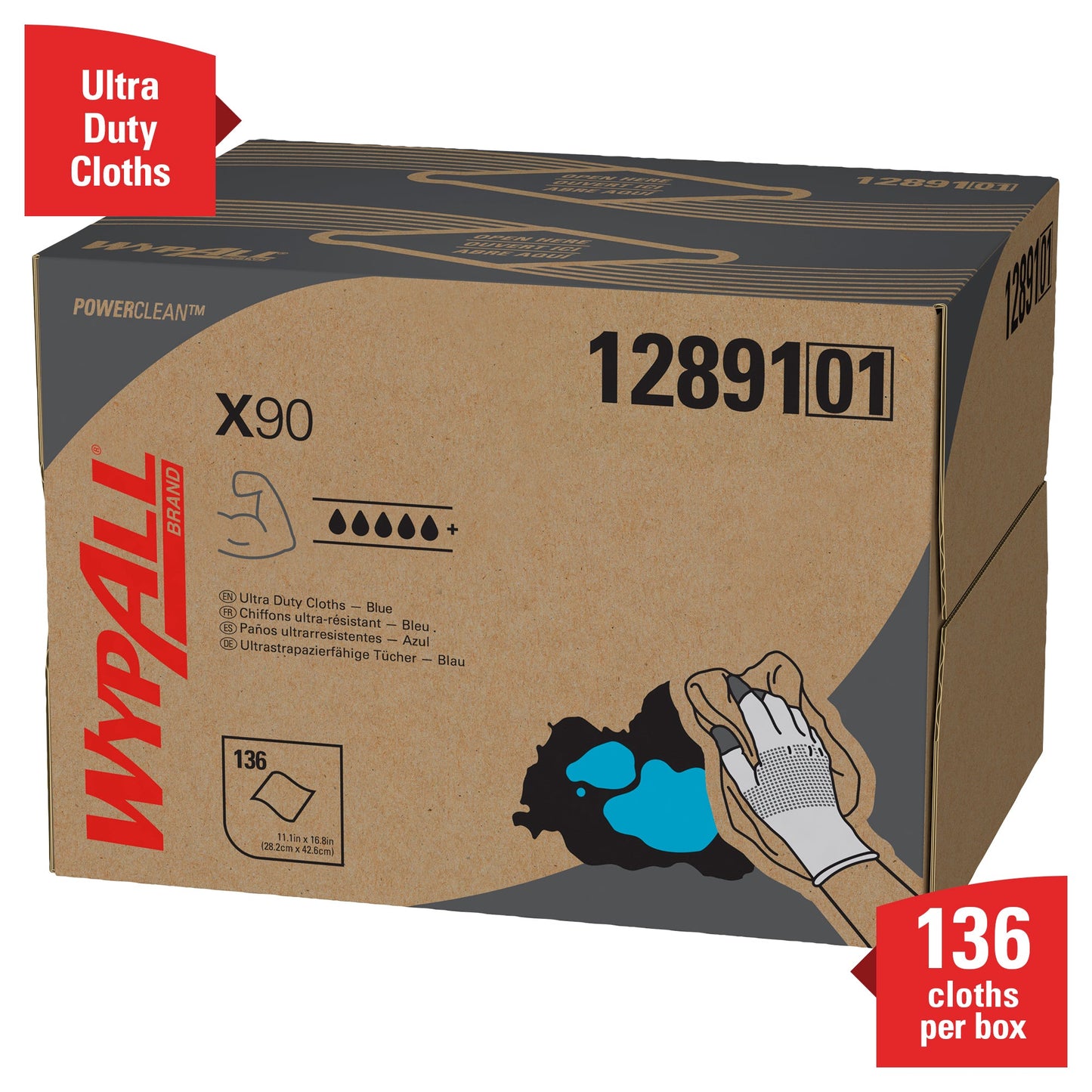 WypAll® X90 PowerClean - BRAG™ Box / Blau - 1 Brag Box  x 136 Sheets | Karton (1 Box)