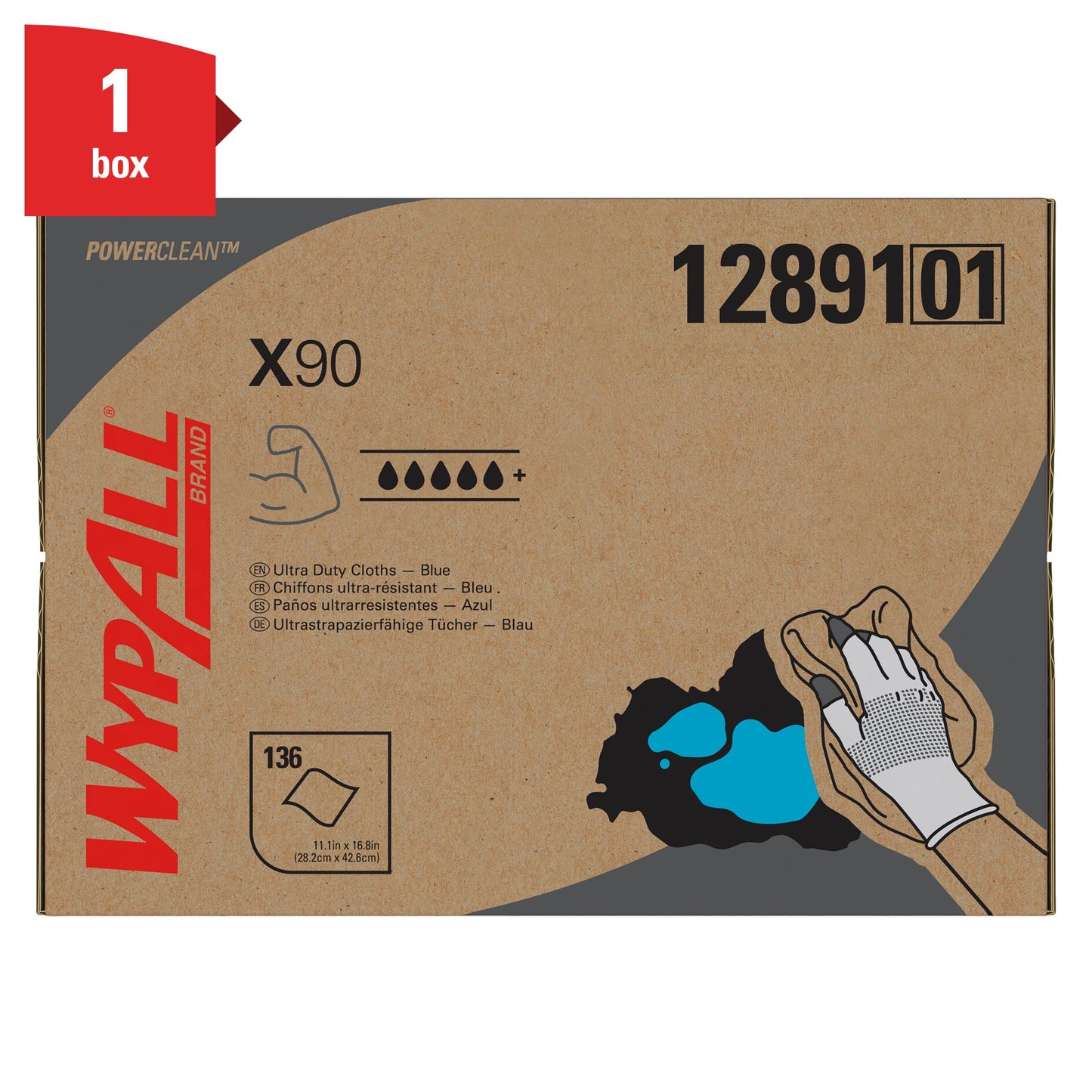WypAll® X90 PowerClean - BRAG™ Box / Blau - 1 Brag Box  x 136 Sheets | Karton (1 Box)