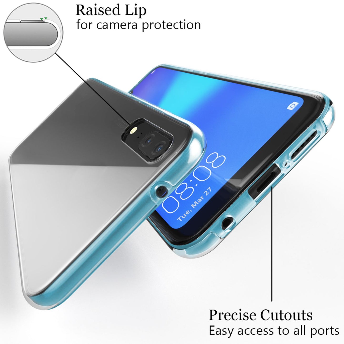 NALIA 360 Grad Handy Hülle für Huawei P20, Full Cover Case Bumper Displayschutz