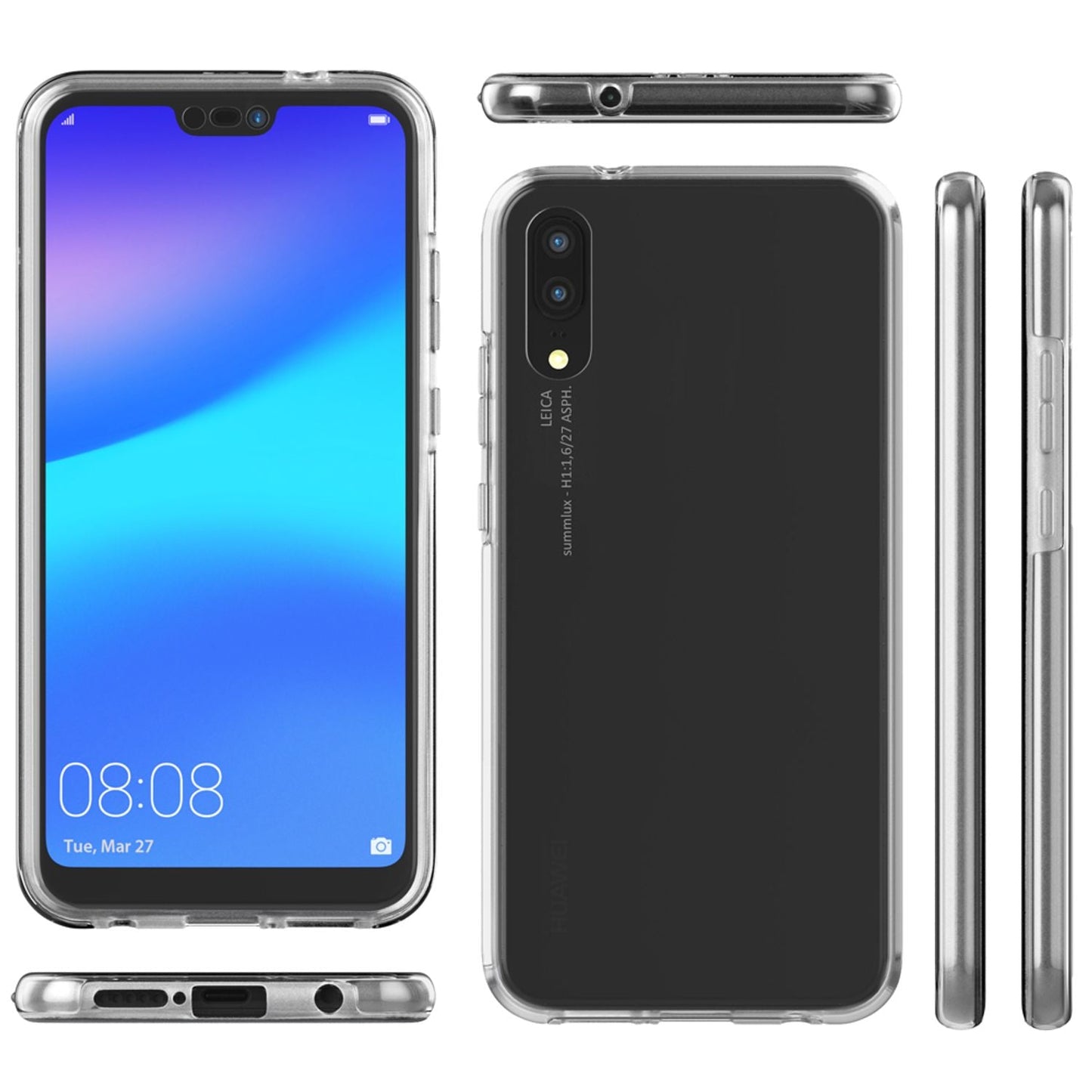 NALIA 360 Grad Handy Hülle für Huawei P20, Full Cover Case Bumper Displayschutz