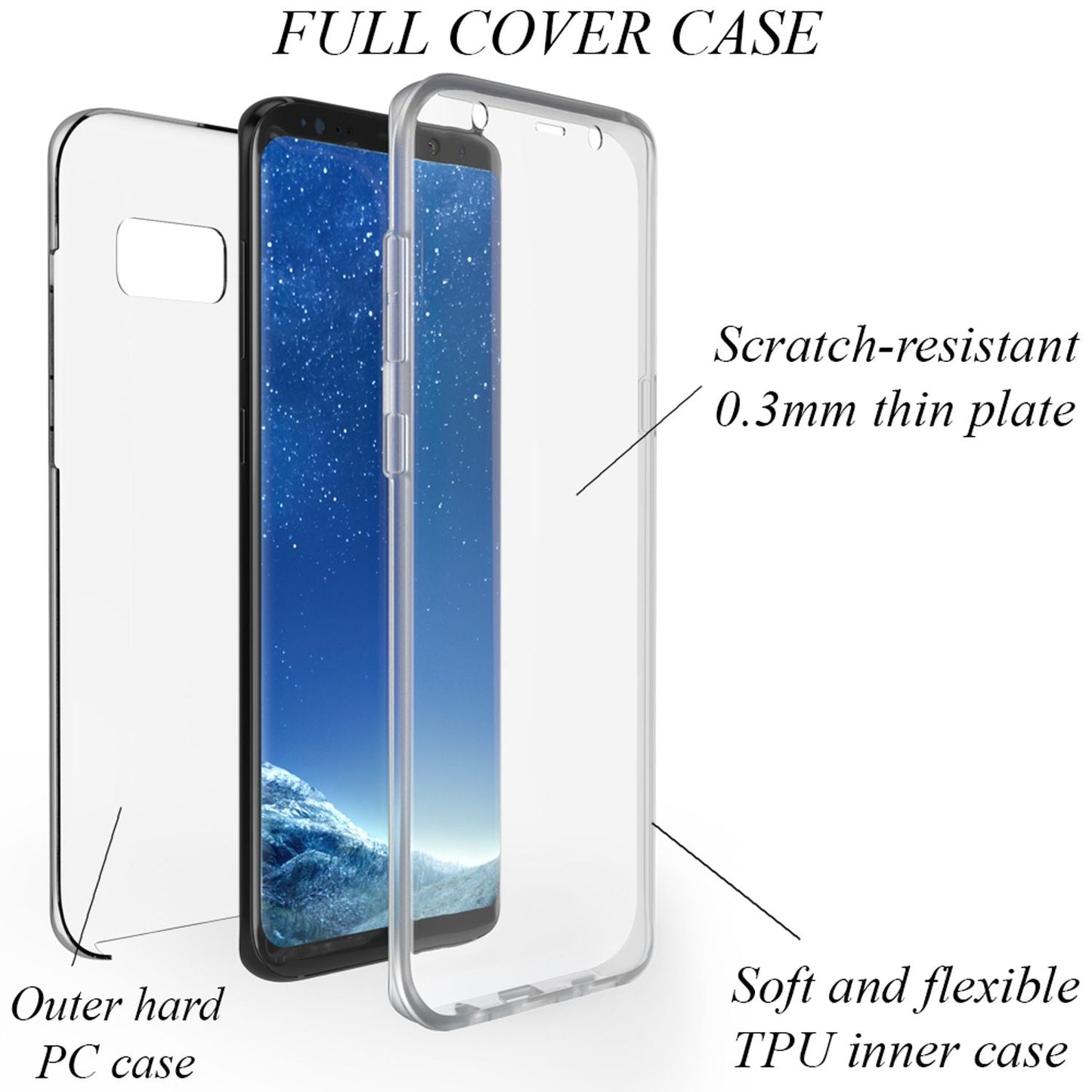 NALIA 360 Grad Handy Hülle für Samsung Galaxy S8 Plus, Full Cover Case Bumper
