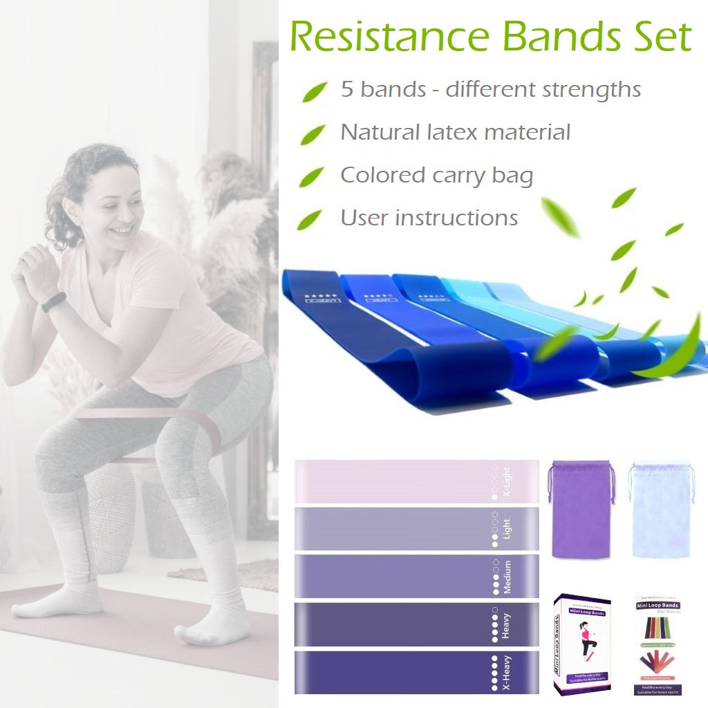 5er-Set Fitnessbänder Widerstandsbänder Gummibänder Resistance Bands Fitness