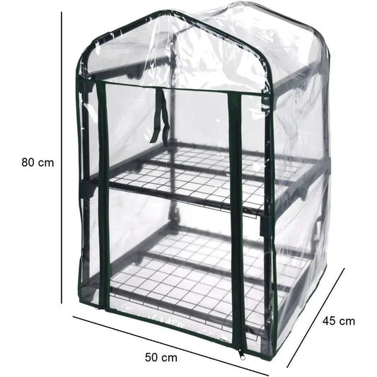 Gewächshaus Anzuchthaus Anzuchtregal Zimmergewächshaus Anzucht Regal Metall grün Höhe 80 cm
