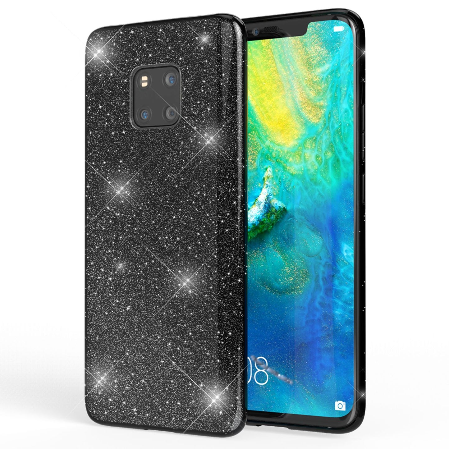 NALIA phone case compatible with Huawei Mate20 Pro, glitter case back cover