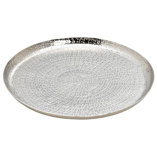 Teller Dekoteller Silber Metall rund Hammerschlag Kerzenteller Schale Ø 33 cm