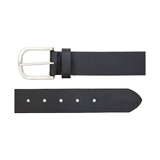 Damen Gürtel Schwarz 3,5cm » Ledergürtel mit Silber Schnalle » Echt Leder Damengürtel » schwarz matt