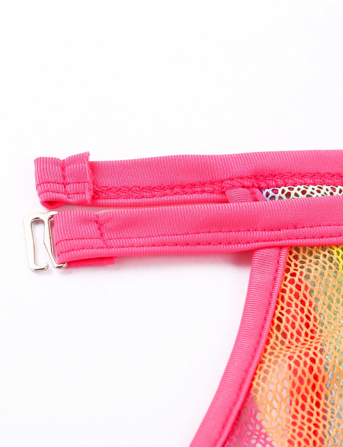 Rainbow Striped Fishnet Bodysuit