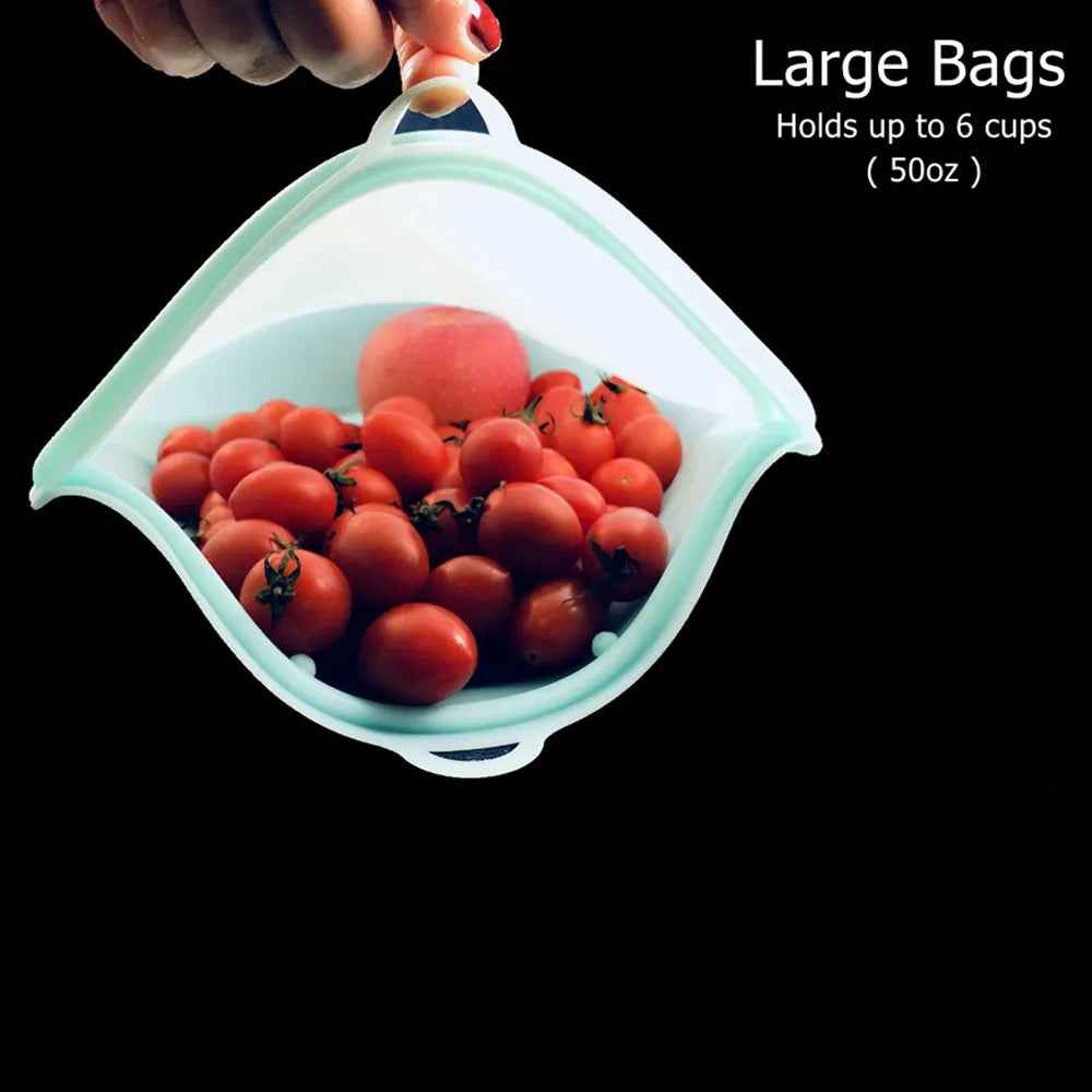 EcoFresh Reusable Silicone Food Bags – BPA-Free &amp; Leakproof | Motionshop