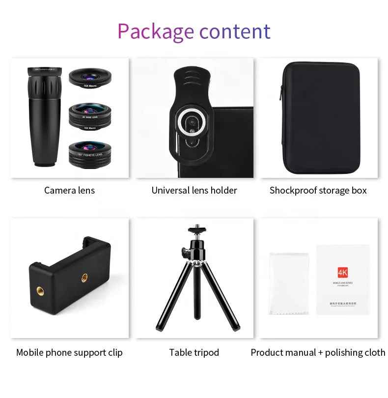 Clip-On Smartphone Lens Kit – SnapPro Macro &amp; Wide Angle | Motionshop