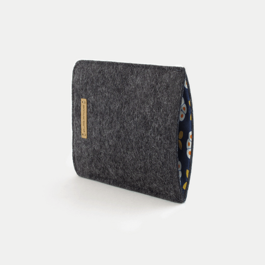 Handytasche für Xiaomi POCO F7 Ultra | aus Filz und Bio-Baumwolle | anthrazit - bloom | Modell "LET"