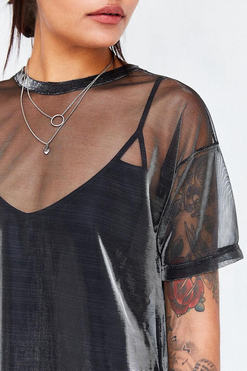 Transparent Glossy Round Neck T-shirt
