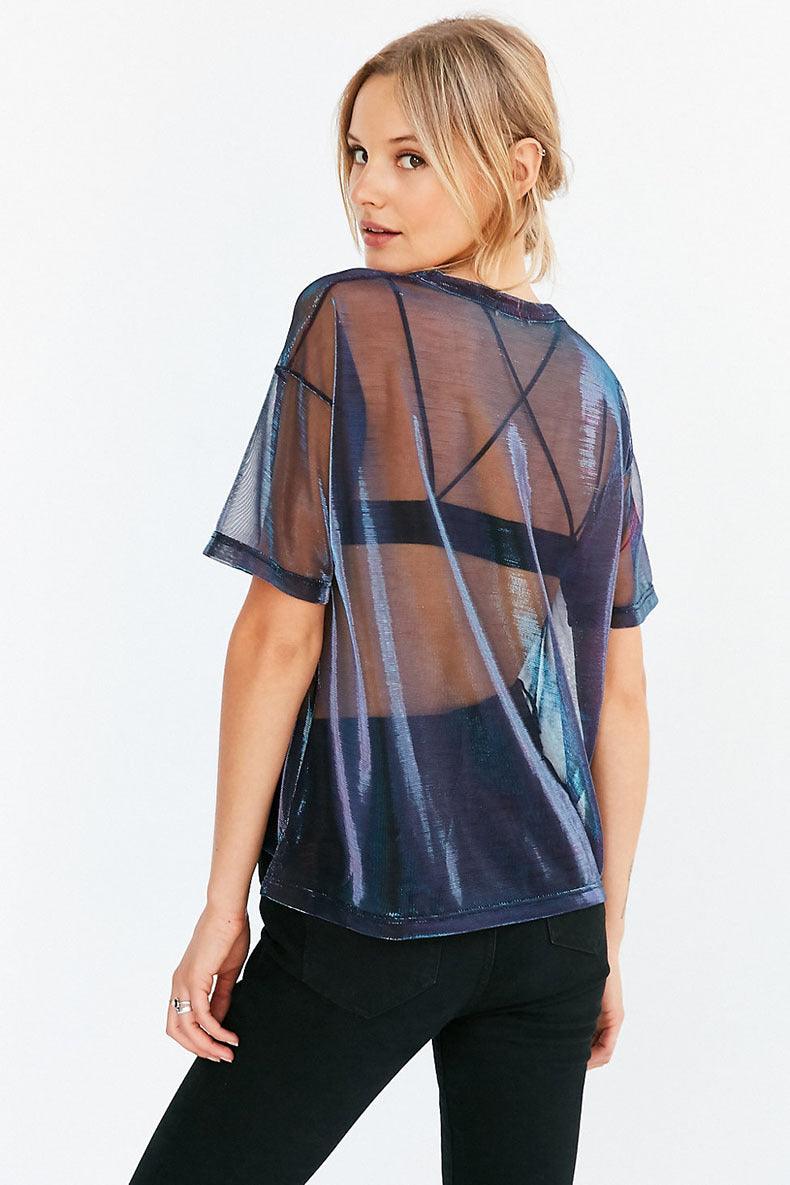 Transparent Glossy Round Neck T-shirt