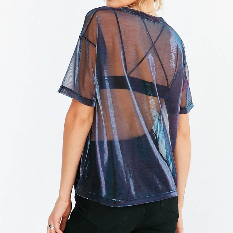 Transparent Glossy Round Neck T-shirt