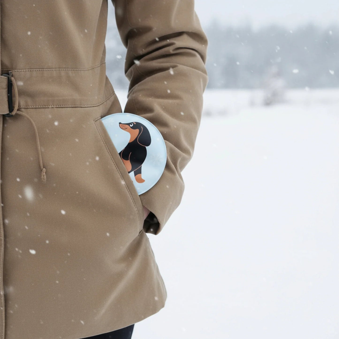 Taschenwärmer Handwärmer Hund Dackel 4er Set wiederverwendbar Wärmekissen