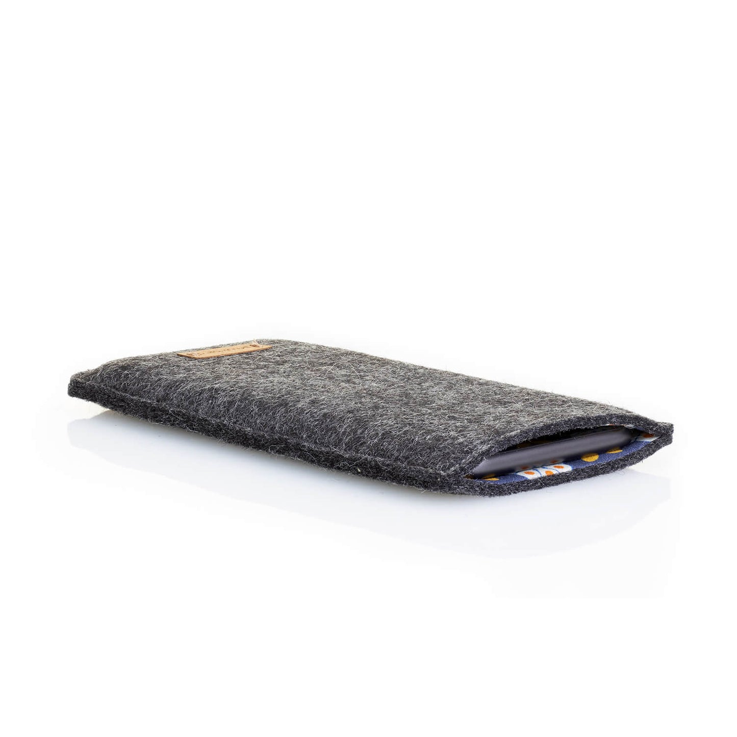 Handytasche für Xiaomi POCO F7 Ultra | aus Filz und Bio-Baumwolle | anthrazit - bloom | Modell "LET"