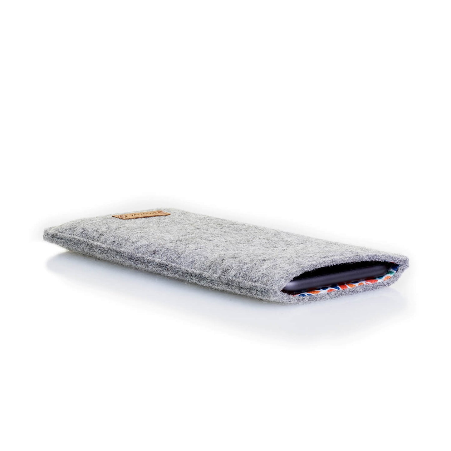 Handytasche für Samsung Galaxy M53 | aus Filz und Bio-Baumwolle | hellgrau - stripes | Modell "LET"