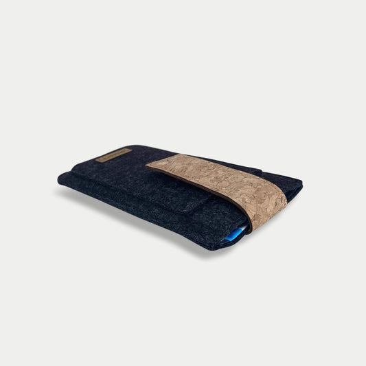 Handytasche für Samsung Galaxy A05s | mit Magnetverschluss und extra Fach | anthrazit - Shapes | Modell HAKA