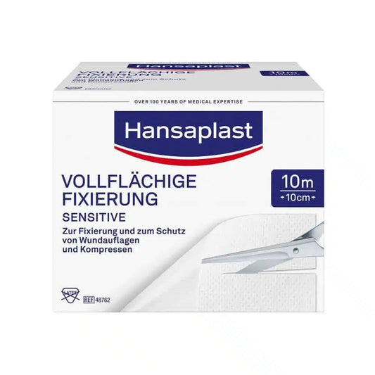 Auslaufartikel: Hansaplast Sensitive vollflächige Fixierung - 10 cm x 10 m | Packung (1 Stück)