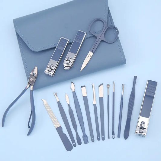 Maniküre Set aus PU-Leder - 16-teilig – Premium Nagelpflege Set, Profi Pediküre & Maniküre Kit für Damen & Herren, Nagelschere, Nagelknipser & Pflegewerkzeuge