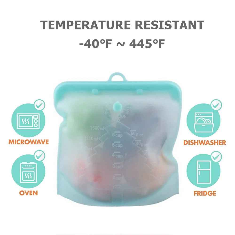 EcoFresh Reusable Silicone Food Bags – BPA-Free &amp; Leakproof | Motionshop