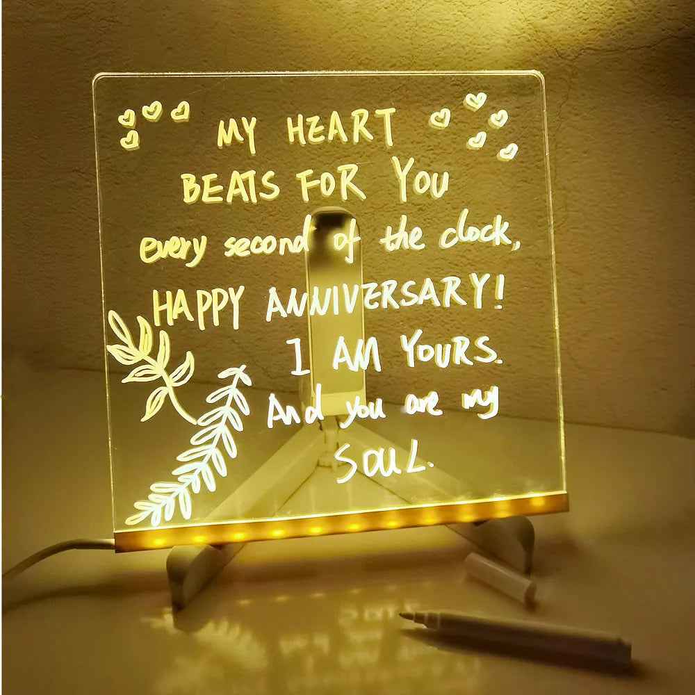 Personalized LED Message Board – Erasable Night Light Gift