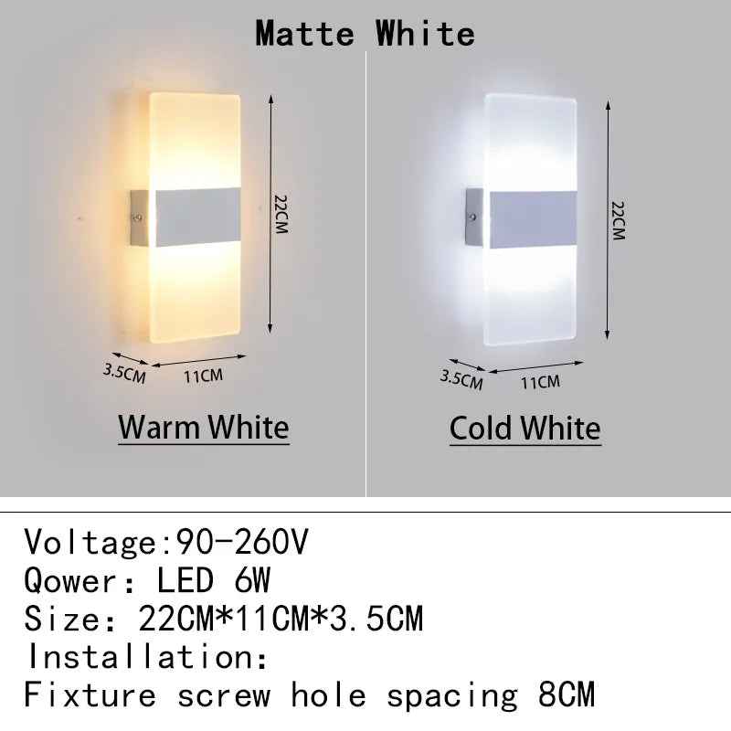 Mini Led Acrylic Wall Lamp AC90-260V