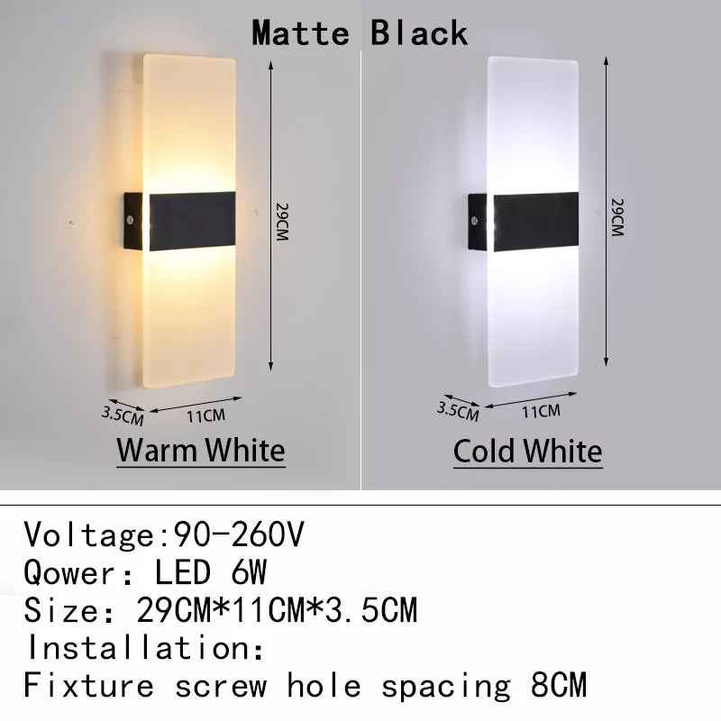 Mini Led Acrylic Wall Lamp AC90-260V