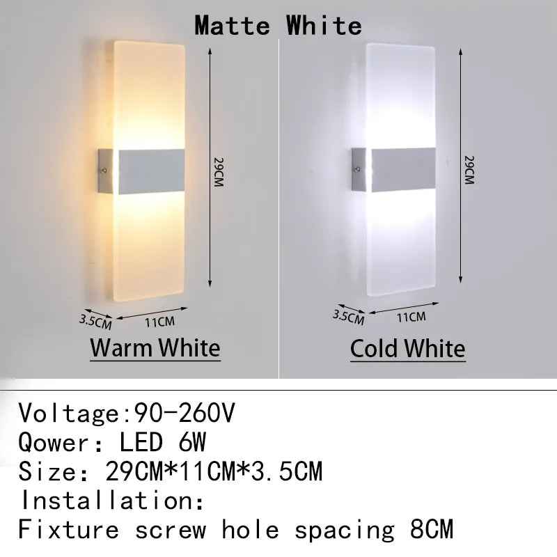 Mini Led Acrylic Wall Lamp AC90-260V