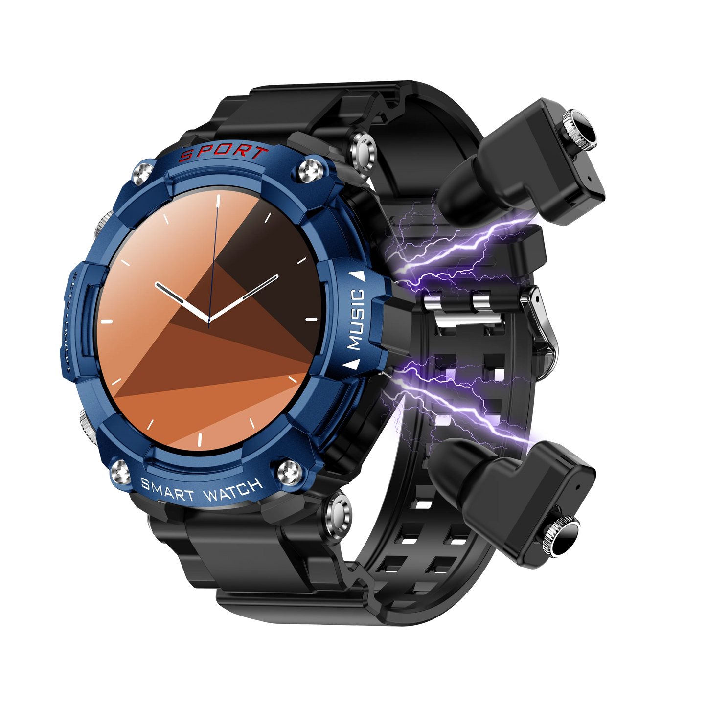 2 in 1 T69 Smart Watch With Bluetooth Earbuds Earphones