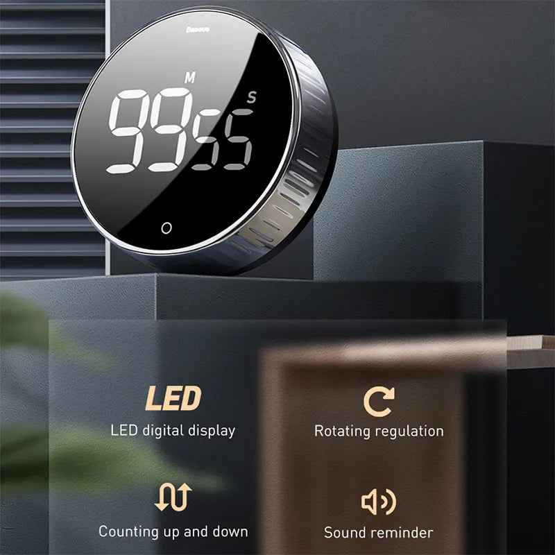 LED Digital Kitchen Timer for Cooking Shower Study Stopwatch Alarm