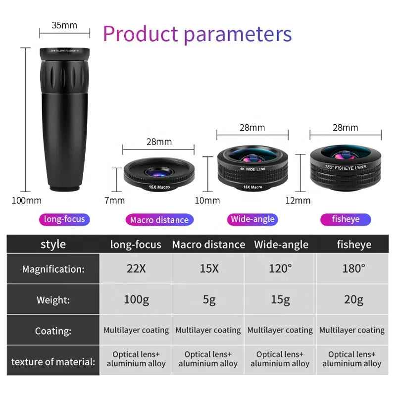 Clip-On Smartphone Lens Kit – SnapPro Macro &amp; Wide Angle | Motionshop