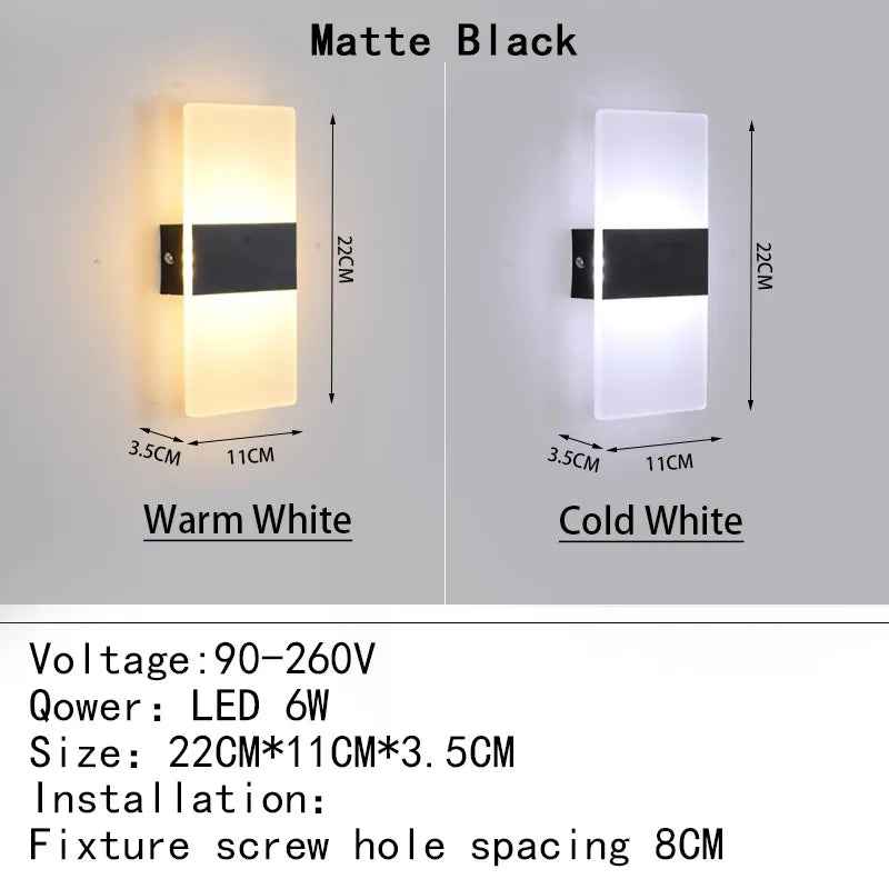 Mini Led Acrylic Wall Lamp AC90-260V
