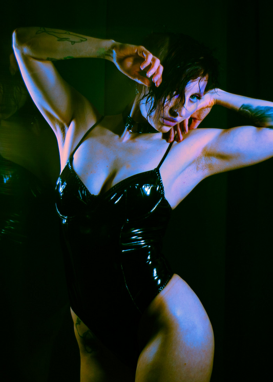 Latex Look Bodycon Bodysuit