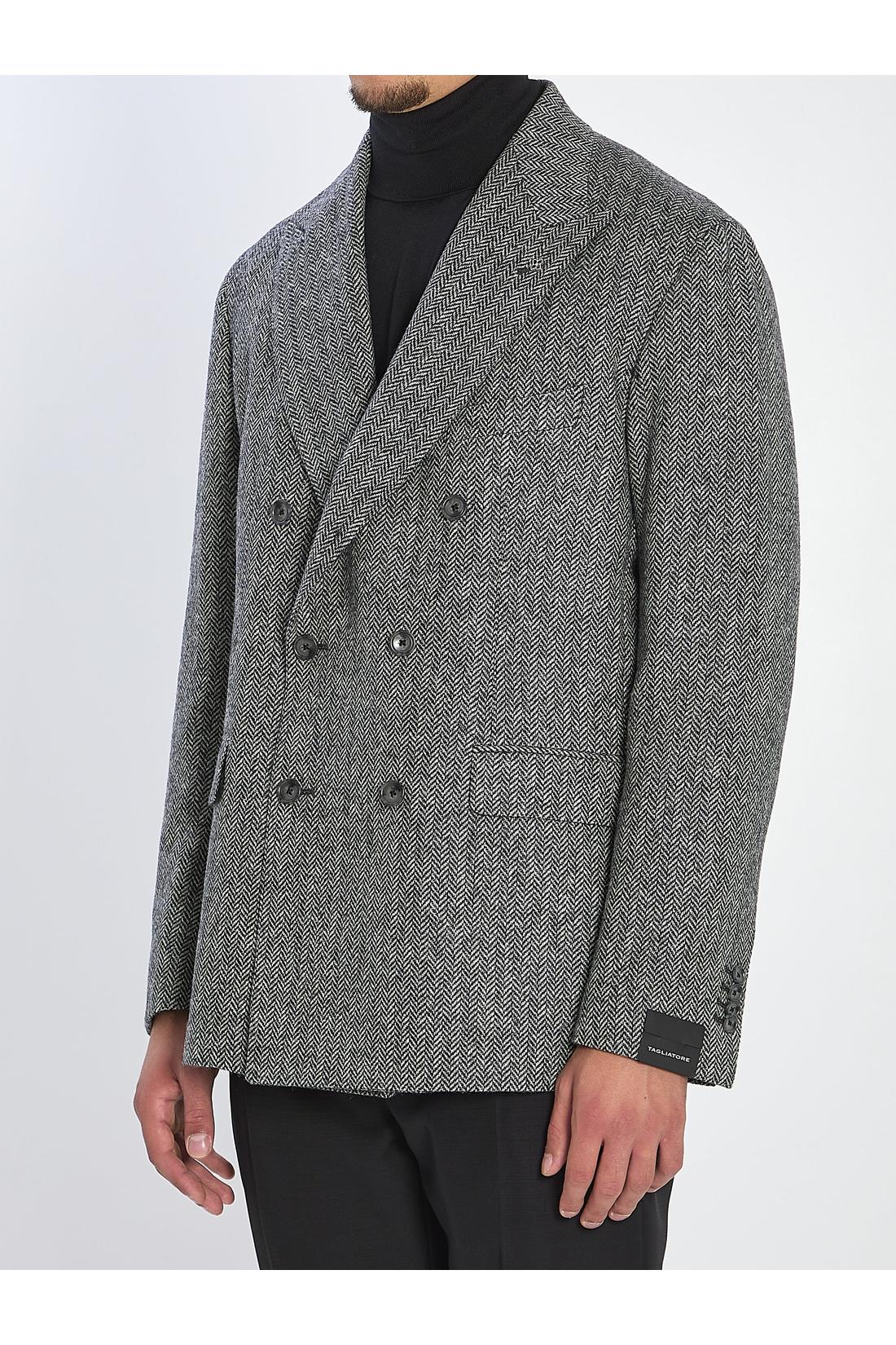 Herringbone double-breasted jacket