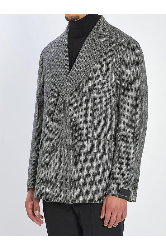 Herringbone double-breasted jacket