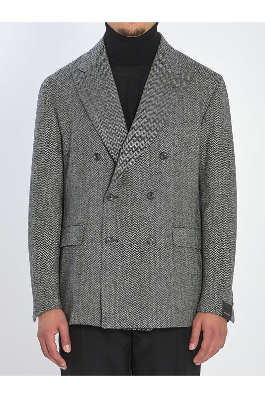 Herringbone double-breasted jacket