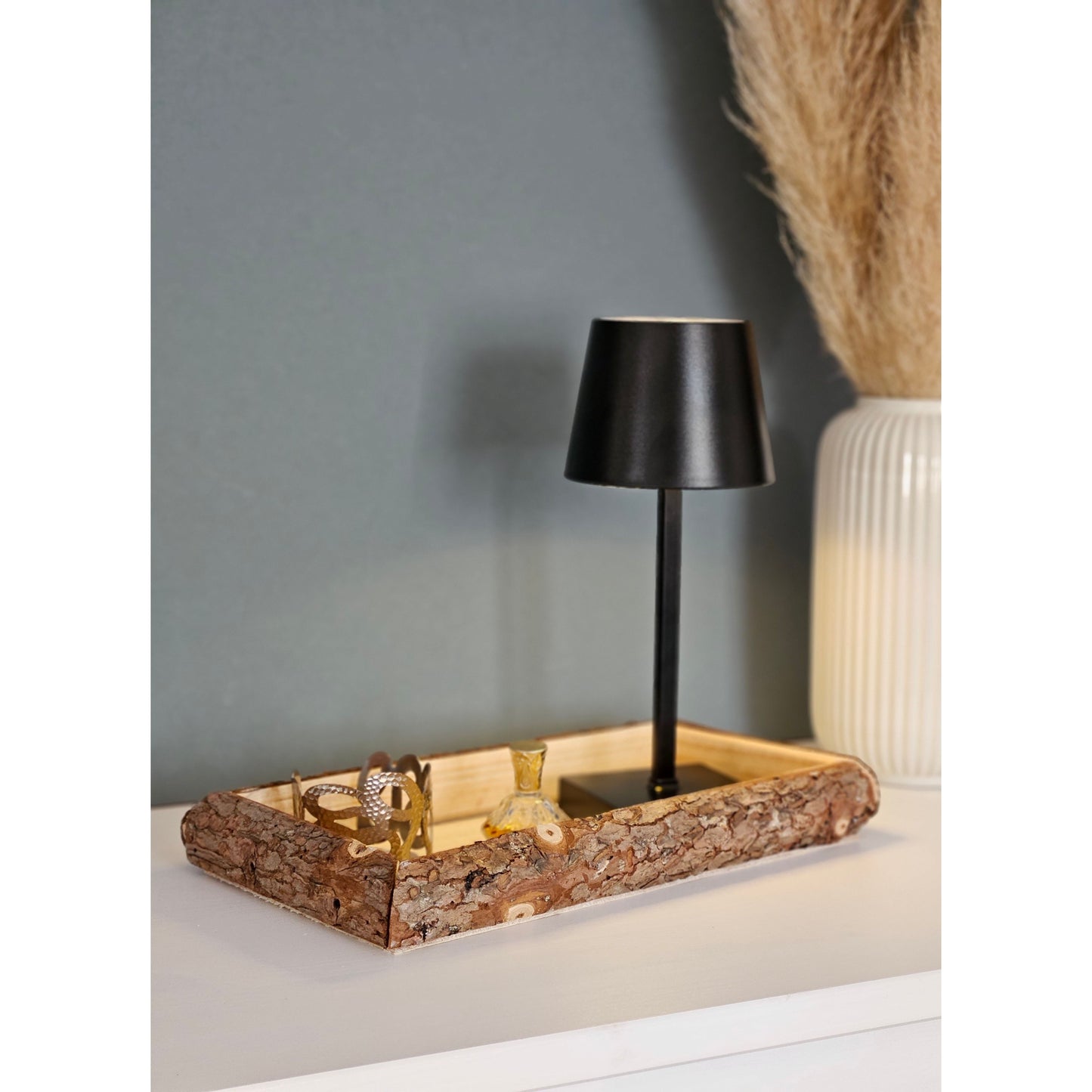 Tablett Holz Natur Baumrinde Dekobrett Holztablett Schale Servierbrett Länglich