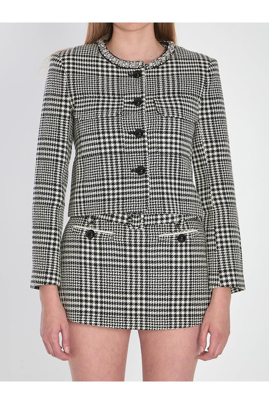 Houndstooth cropped jacket