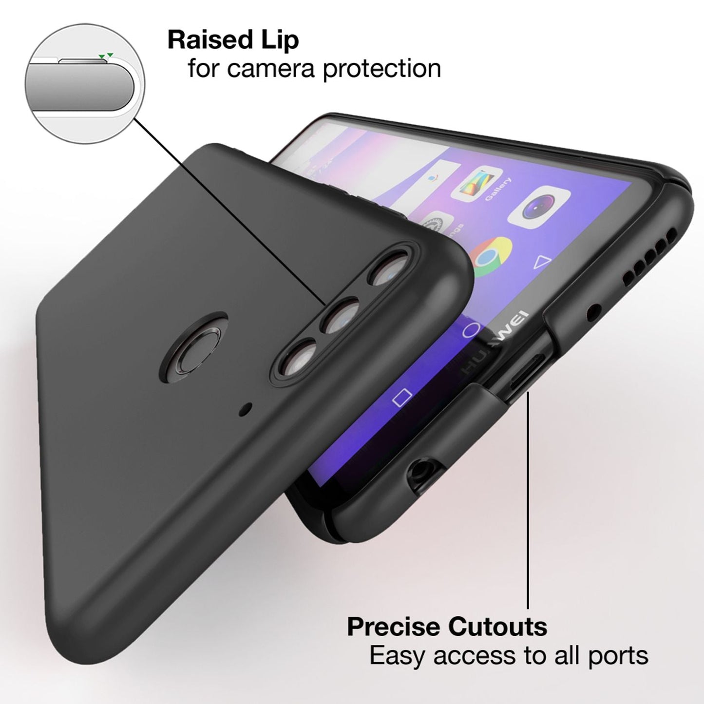 NALIA símahulstur fyrir Huawei Y7 (2018), þunnt hart hulstur sem verndar